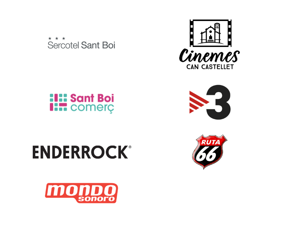 Logo Sercotel Sant Boi, Cinemes Can Castellet, Sant Boi Comerç, TV3, Enderrock, Ruta 66 i Mondo Sonoro