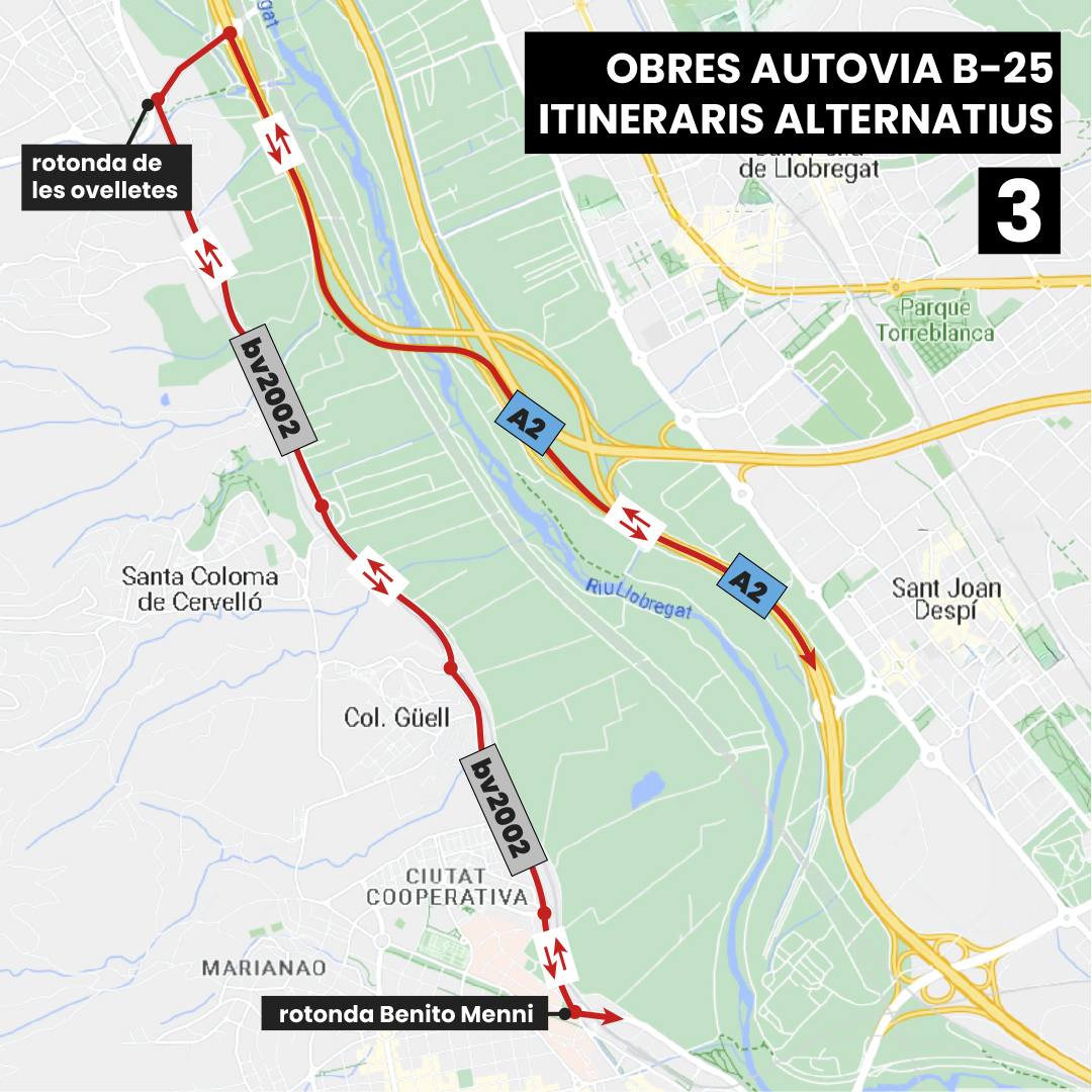 Itinerari alternatiu per anar cap a l'autopista A2