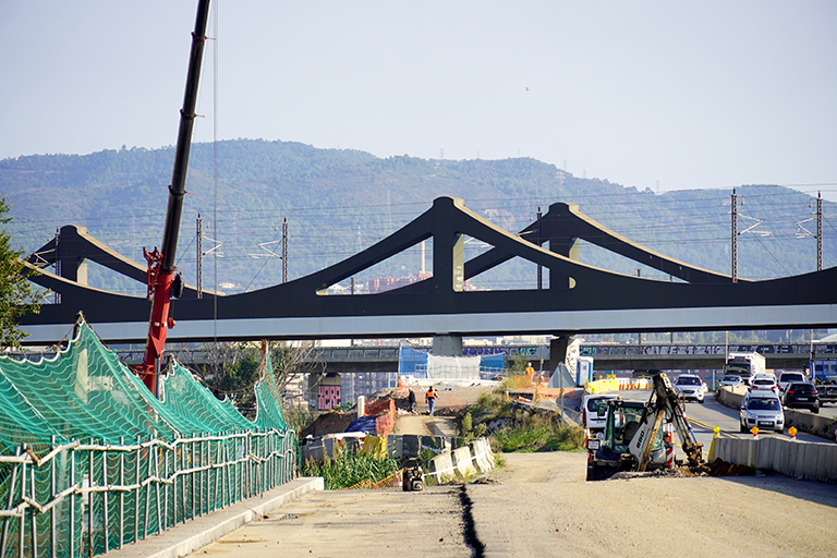 Les obres, a l'alçada del pont de Cornellà