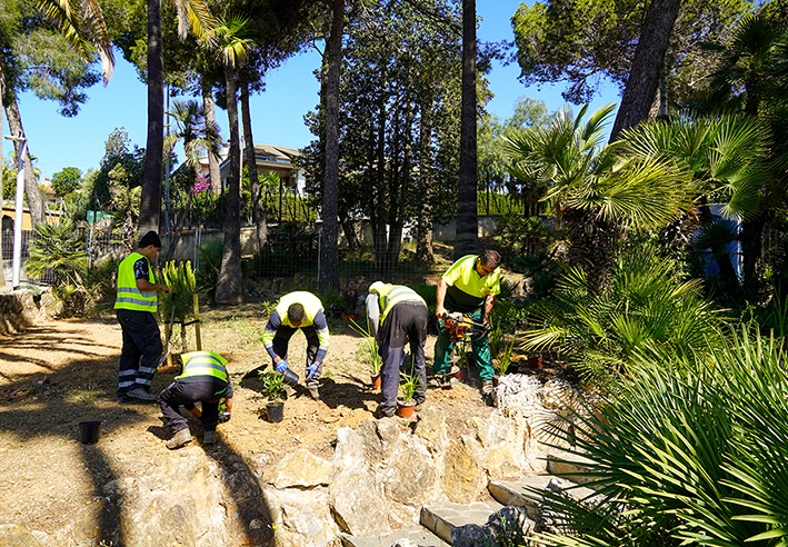 Un grup de treballador, al parc del Palau de Marianao