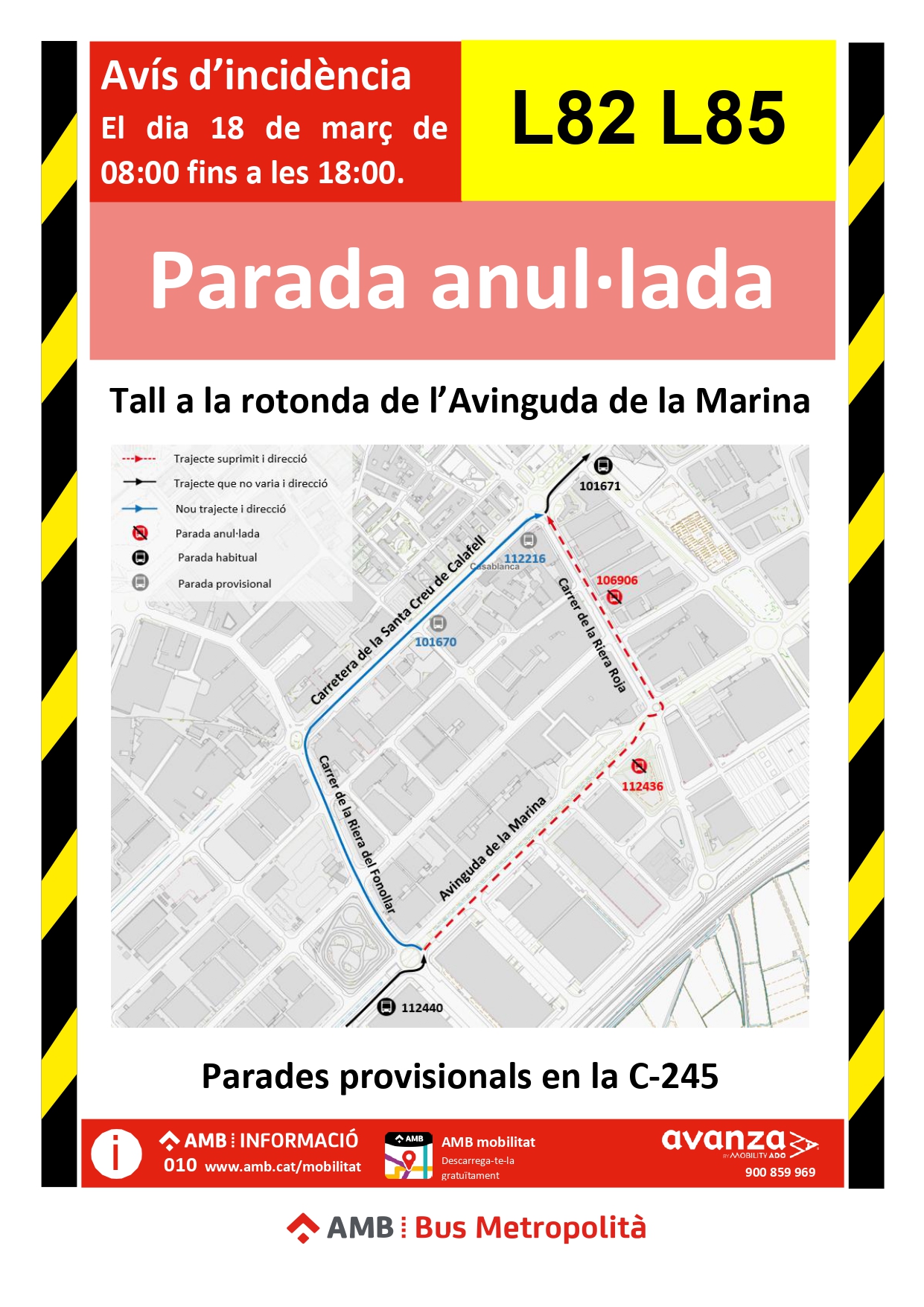 Afectació bus L82 i L85