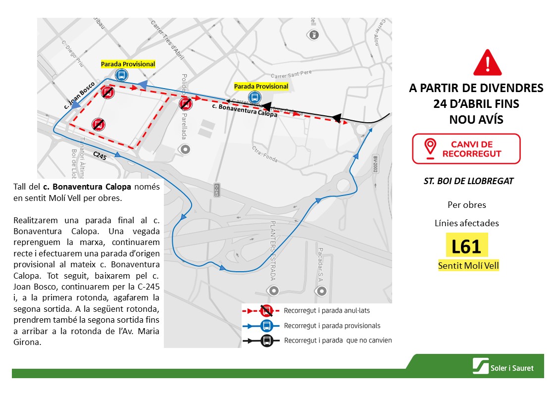 Avís L61 Reurbanització Parellada