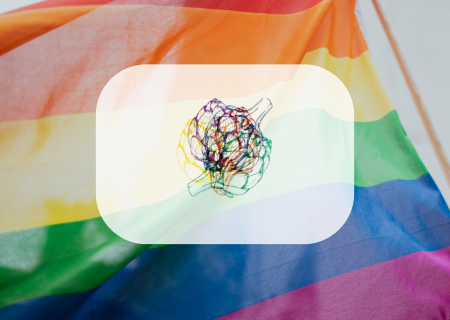 Bandera LGTBI+ de fons amb la carxofa de colors
