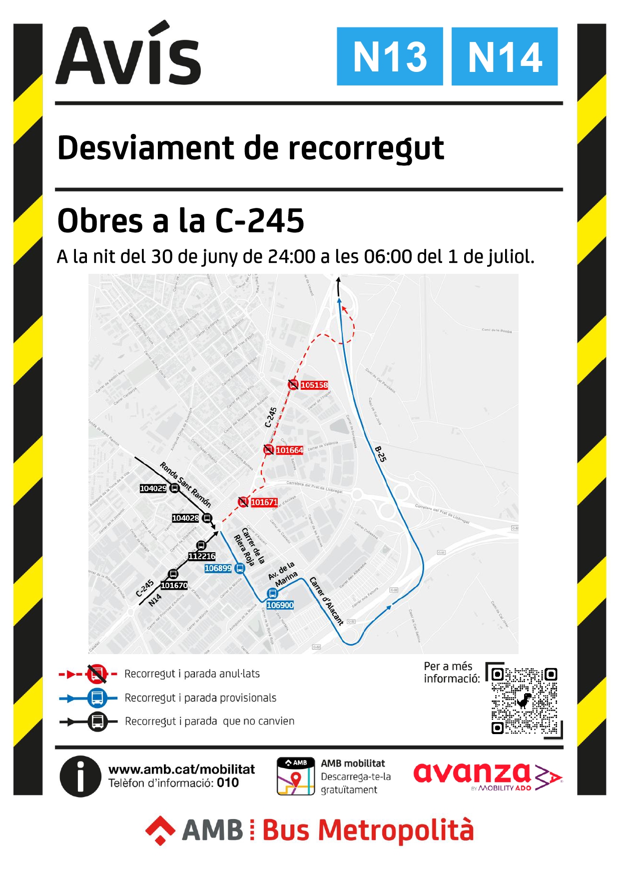 afectació bus N13 i N14