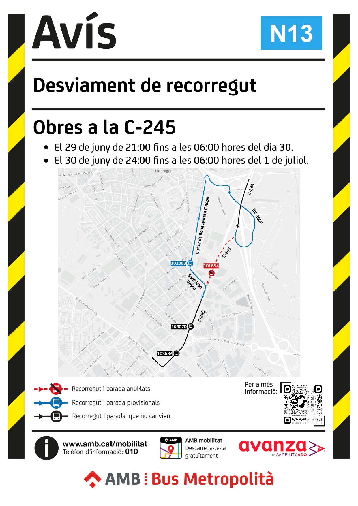 Afectació bus N13