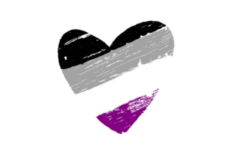 Cor amb els colors de la bandera asexual (negre, gris, blanc i morat)